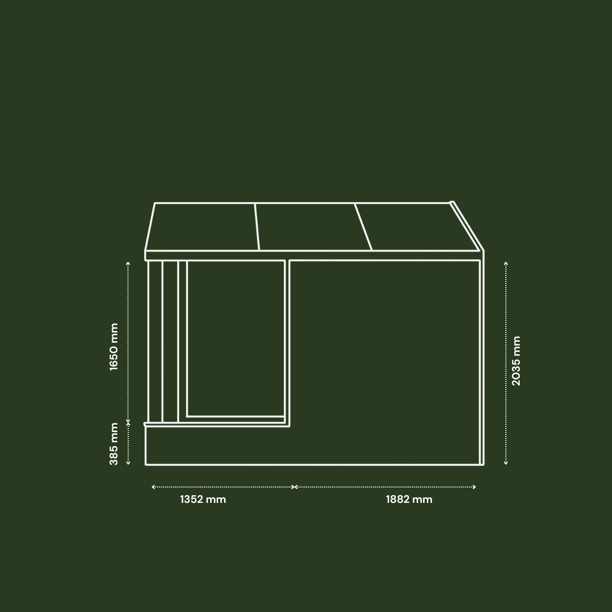 G3 side with corner window – detailed dimensions